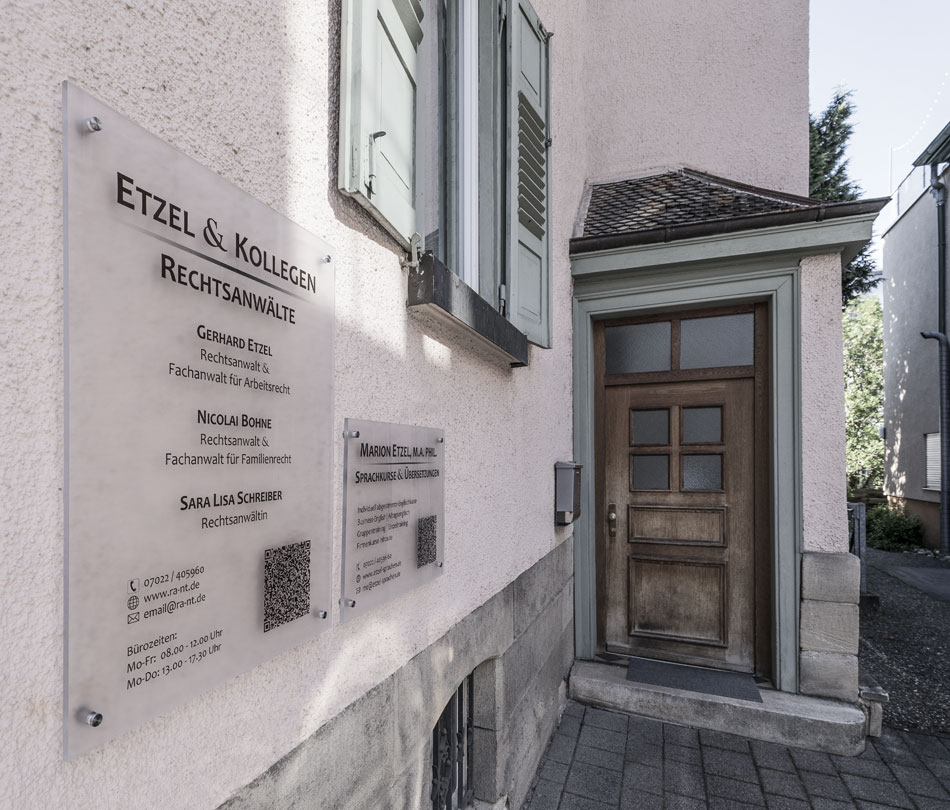 Etzel & Kollegen | Rechtsanwälte Nürtingen - Eingang Kanzlei